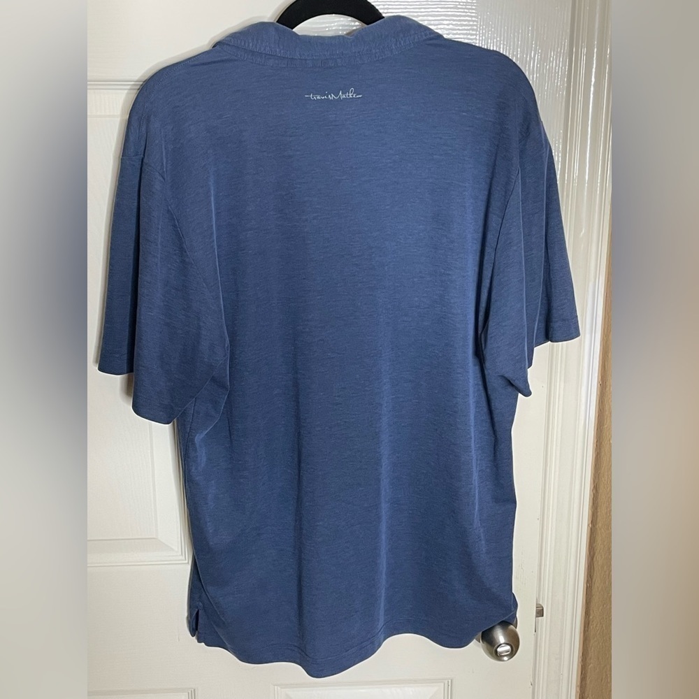 Travis Matthew Men's Polo Shirt Cyan Blue Pima Cotton Blend Size Large - Picture 9 of 9